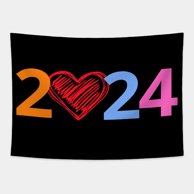 Hello 2024 Happy New Tapestry by JSJ Art