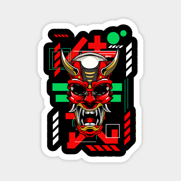 Samurai - Ronin Mask Illustration Magnet by Harrisaputra