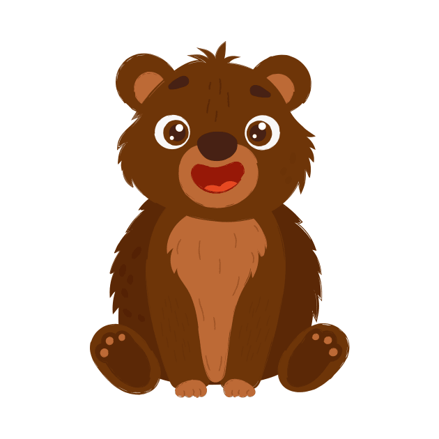 Cheerful Cartoon Bear in Flat Style by Javvani