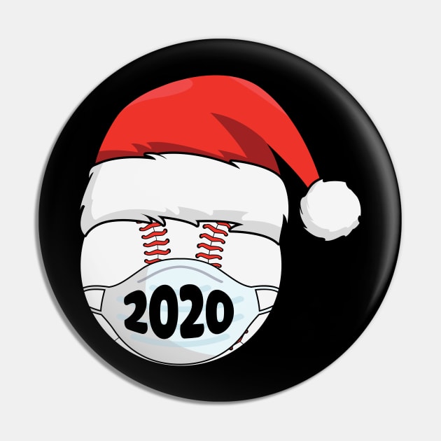 2020 Baseball Santa hat Face Mask Quarantined Christmas Gift Pin by BadDesignCo