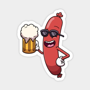 Cool Sausage With Beer Magnet