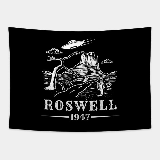 Roswell UFO - Alien Flying Saucer Crash Tapestry by Paranormalshirts