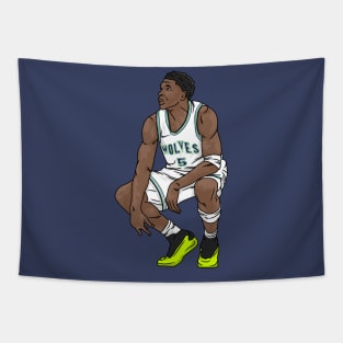 Anthony Edwards Ready For the Game - Cartoon Flat Style Tapestry