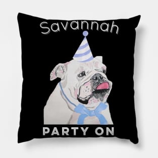 Savannah Georgia Souvenir Funny Bulldog Party On Pillow