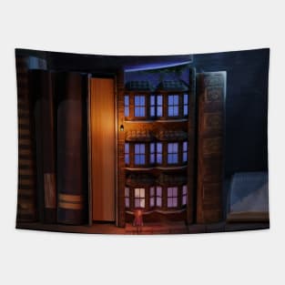 Book diorama - wide - oil paint style Tapestry