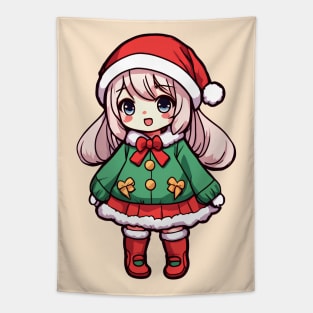 Cute christmas anime girl Tapestry