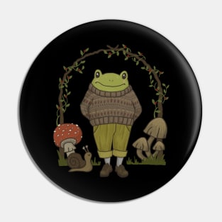 Toad in Grandpa Sweater: A Cute and Cozy Goblincore Nature Pin