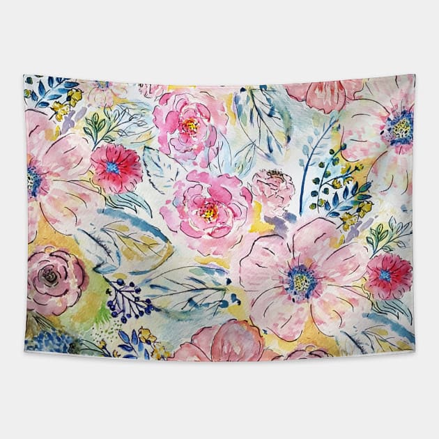 Watercolor hand paint floral design Tapestry by InovArtS