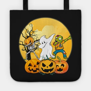 Dabbing Skeleton Boo Zombie Pumpkin Halloween Funny Dab Kids Boys Girls Tote