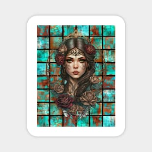 Copper Patina Boho Gothic Girl 3 Magnet