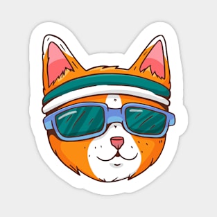 Cool Cat with Sunglasses & Headband Magnet