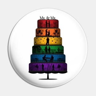 Gay Pride Wedding Cake with Rainbow Tiers Pin