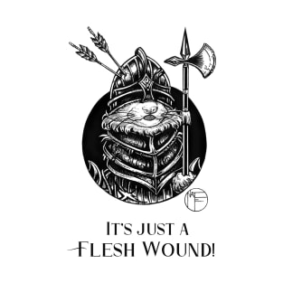 Knight Ferret - It's Just A Flesh Wound! - Black Outlined Version T-Shirt