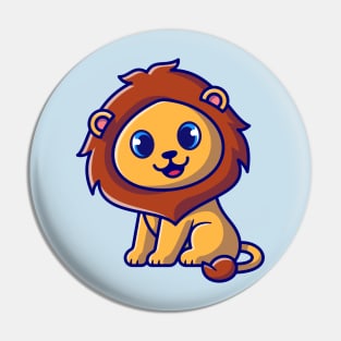 Cute Baby Lion Sitting Cartoon Pin