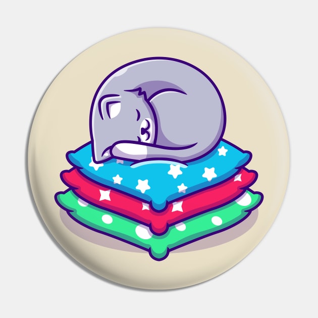 Cute Cat Sleeping On Pillow Cartoon Pin by Catalyst Labs