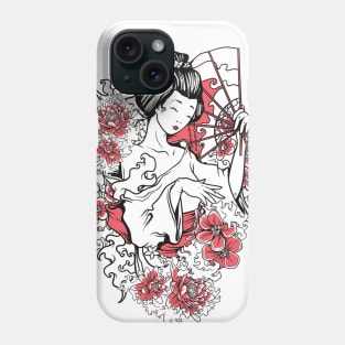 Classic Japanese Geisha Lady with Flower Phone Case