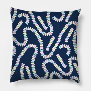 Cute Candy Necklace Pattern on Blue Background Pillow