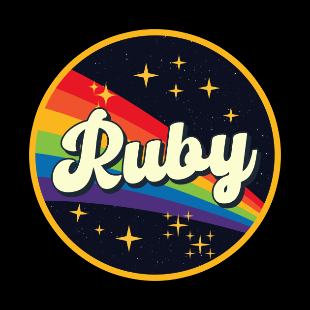 Ruby // Rainbow In Space Vintage Style by LMW Art