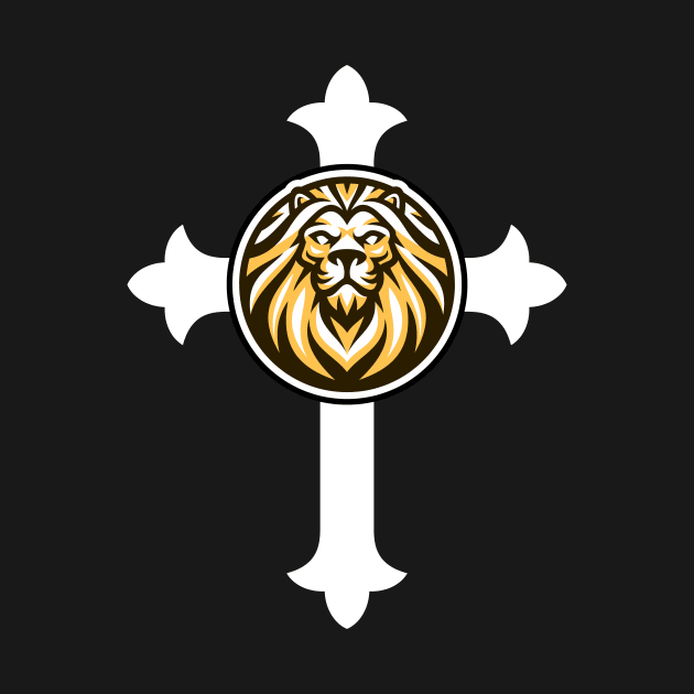 Lion Of Judah on the Cross Christian Logo by CrossAndCrown