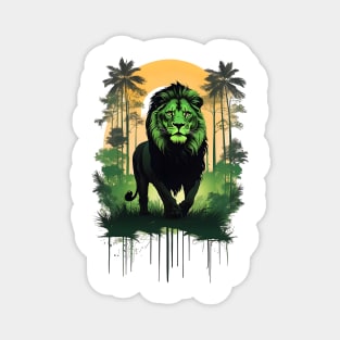 King Of The Jungle Lion Portrait Sunset Design Magnet