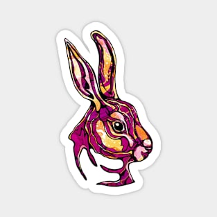 Pink rabbit with psychedelic colors, magenta bunny face Magnet