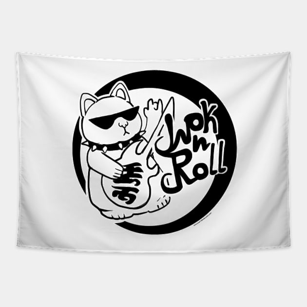 Wok n Roll (Black) Tapestry by Adam Blackhat