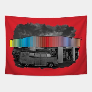 rainbow-colored store signage Tapestry