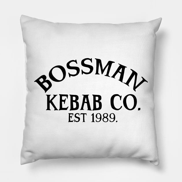 Bossman kebab co. British takeaway kebabs Pillow by Captain-Jackson