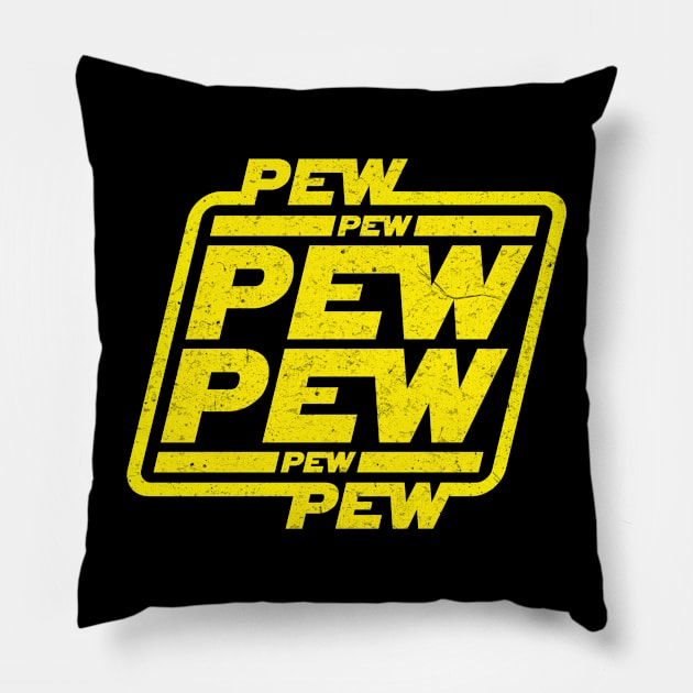 Pew pew vintage dirty Pillow by Bomdesignz