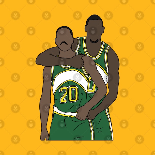 Gary Payton And Shawn Kemp by rattraptees