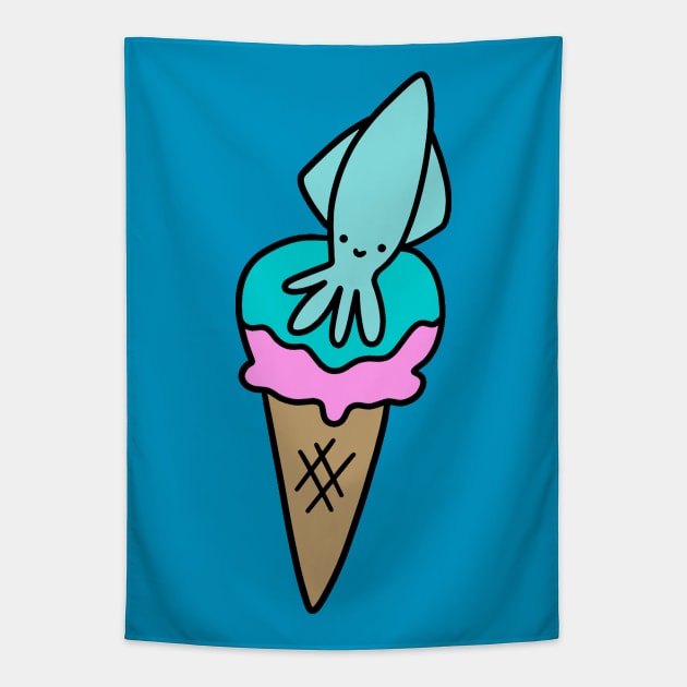 Icecream Cone Squid Tapestry by saradaboru