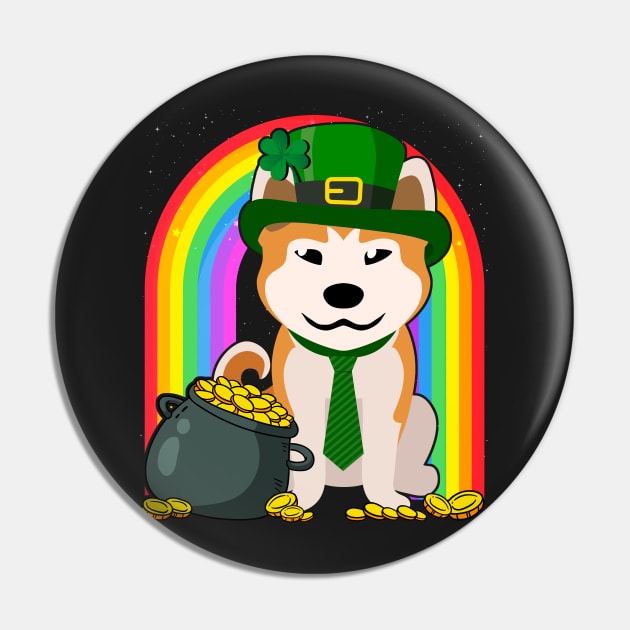 Akita Rainbow Irish Clover St Patrick Day Dog Gift print Pin by theodoros20