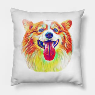 Rainbow color orange corgi dog Pillow