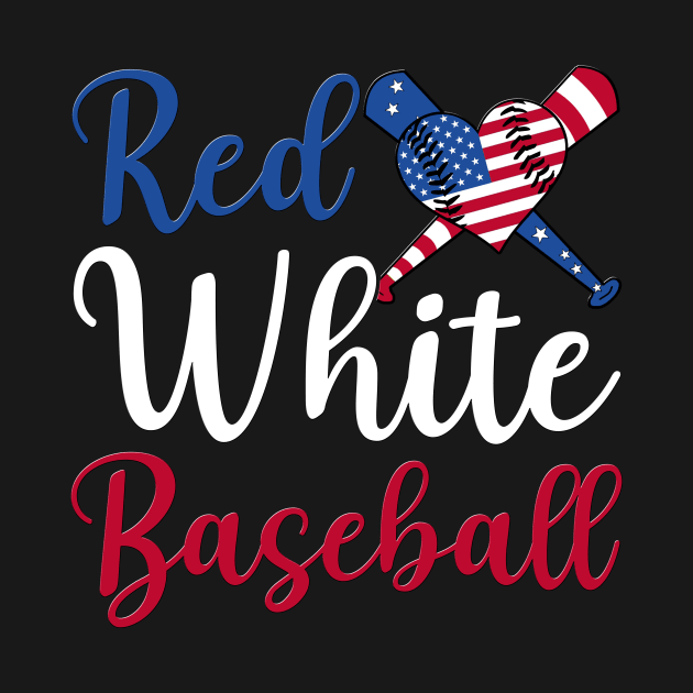 4th of July Baseball Red White Blue Patriotic Baseball Heart by cyryley