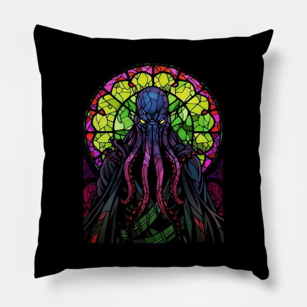 Stained Glass Mindflayer Pillow by curiographer