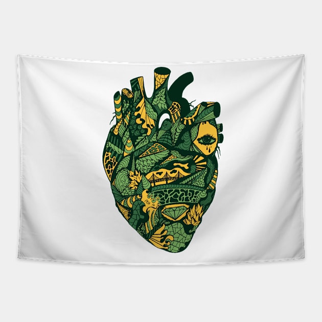 Forrest Green Transparent Heart Tapestry by kenallouis