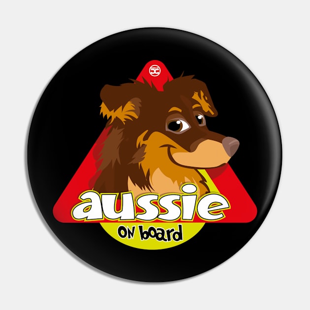 Aussie on Board - Brown and Tan Pin by DoggyGraphics