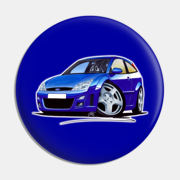 Ford Focus RS Blue Caricature Car Art Pin by y30man5