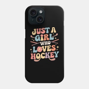 Just A Girl Who Loves Hockey Groovy Hockey Girl Phone Case