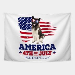 American Akita Flag USA - America 4th Of July Independence Day Tapestry