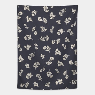 Cream Ditsy Hemlock Print on Charcoal Grey -  Floral Repeat Pattern Tapestry