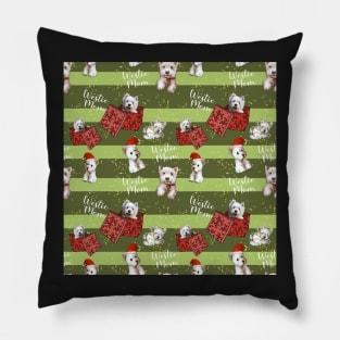 Christmas Westies green pattern Pillow