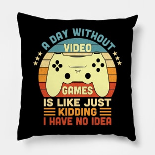 A Day Without Video Games Retro Vintage Funny Video Gamer Pillow