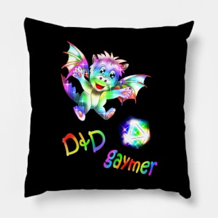 Gaymer dnd dragon with a D20 Pillow