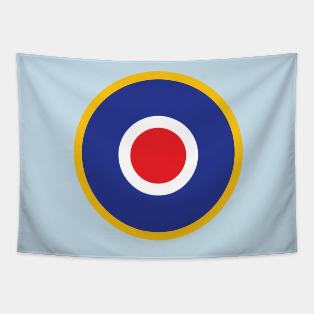 Iconic British RAF target roundel Spitfire, Hurricane, Lancaster. Tapestry by retropetrol