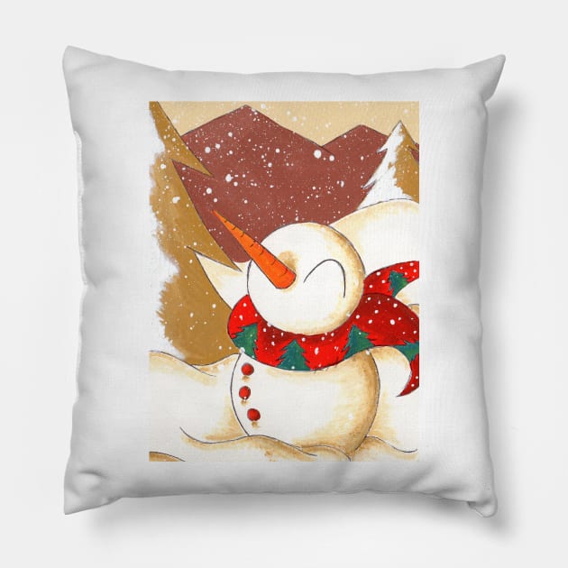 Mountainside Snowfall Pillow by KristenOKeefeArt