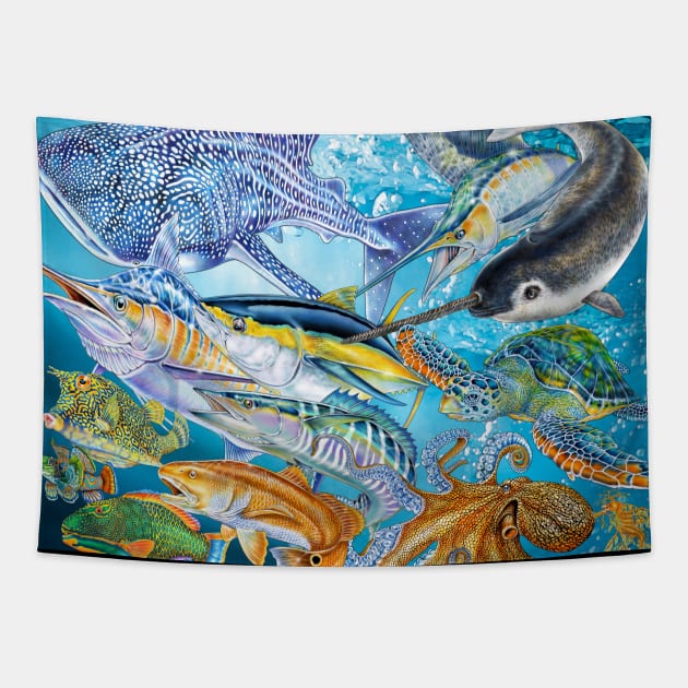 Sea Life Tapestry by Tim Jeffs Art