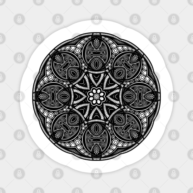 Black Indian Mandala Magnet by lissantee