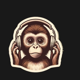 cute monkey with headphones T-Shirt