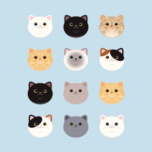 Pack of Cute Cat Faces T-Shirt